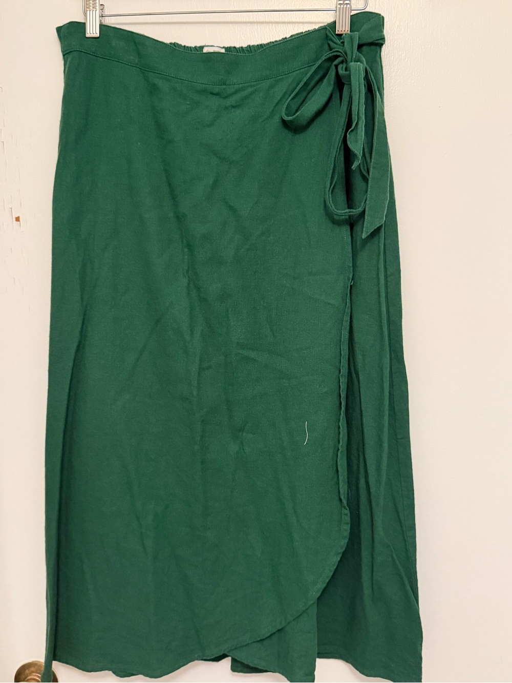 J. Crew Forest Green Midi Wrap Skirt with Side Tie
